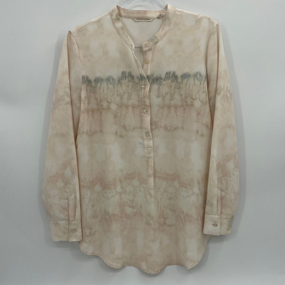 SOFT SURROUNDINGS Watercolor Adriana Shirt Size L Long Sleeve Tunic Top #2AR60
